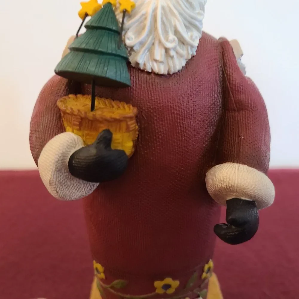 Demdaco Americana Father Christmas Santa On Wagon With Bunny and Tree XMas Decor